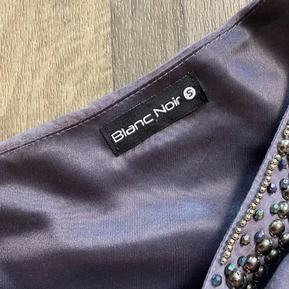 Blanc Noir Ruffled Mini Dress One Shoulder Size Small Purple/Gray - Picture 2 of 8